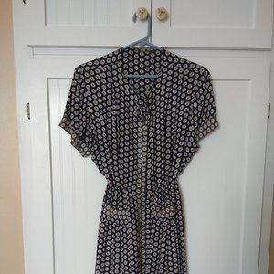 40's style rayon navy dress with flowers